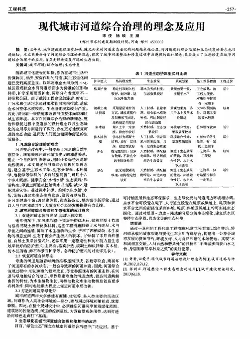 现代城市河道综合治理的理念及应用