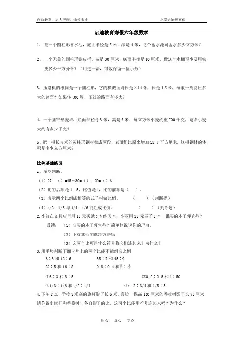 启迪教育六年数学小升初复习专题