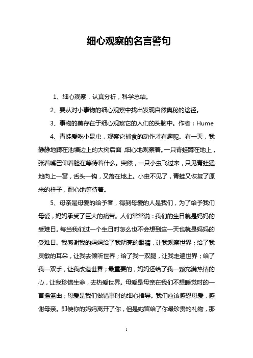 细心观察的名言警句