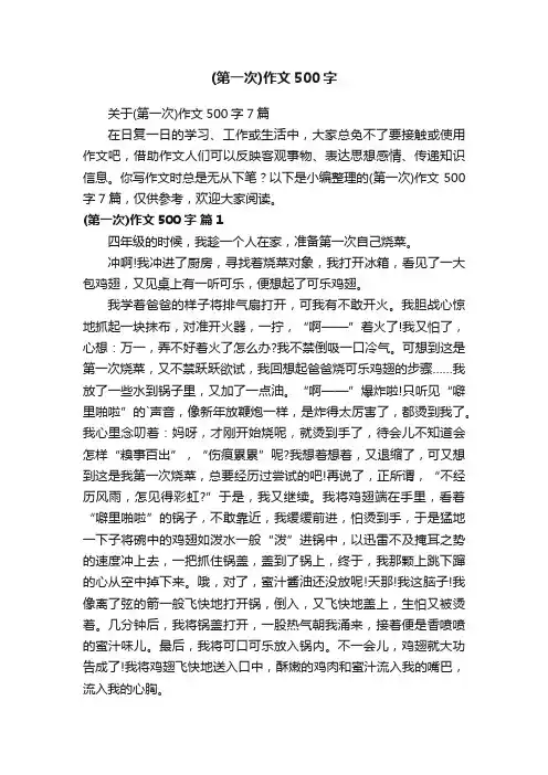 关于（第一次）作文500字7篇