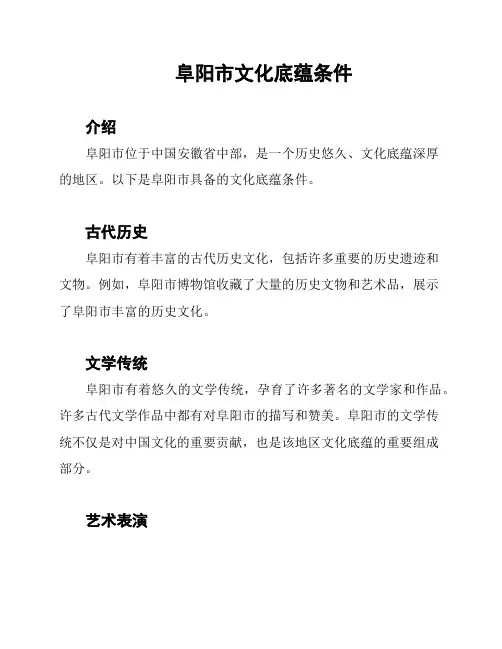 阜阳市文化底蕴条件