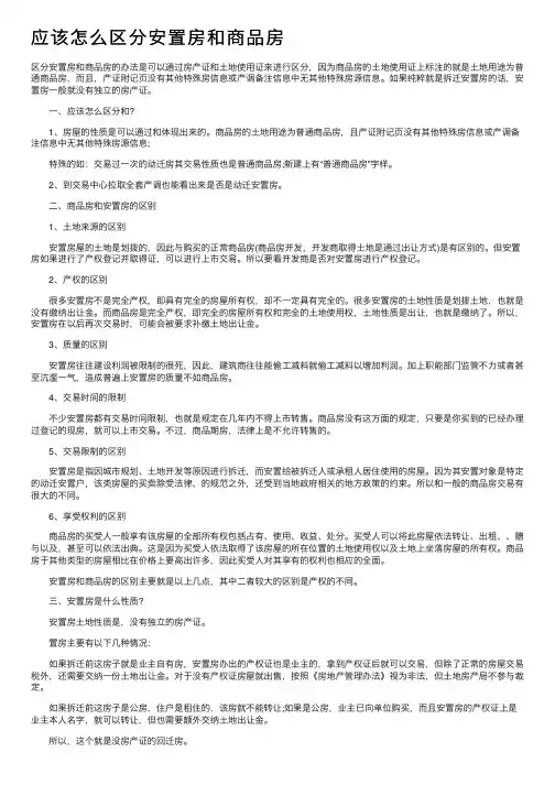 应该怎么区分安置房和商品房