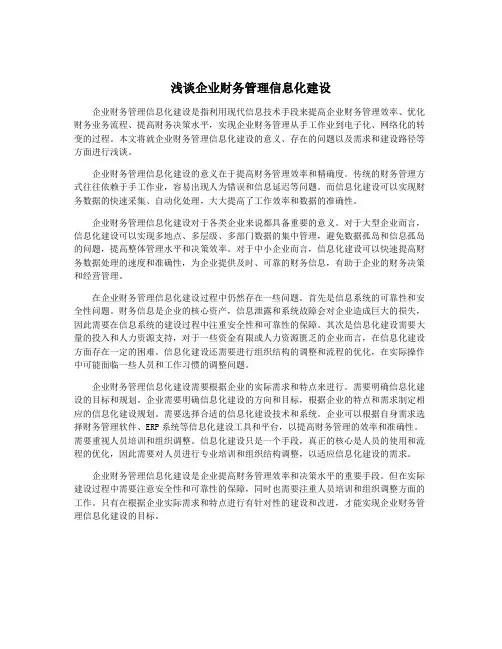 浅谈企业财务管理信息化建设