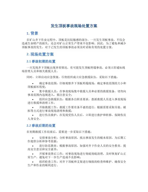 发生顶板事故现场处置方案