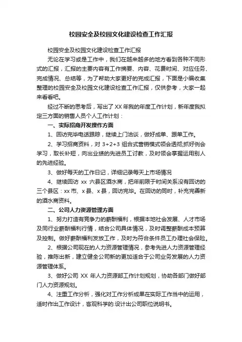校园安全及校园文化建设检查工作汇报