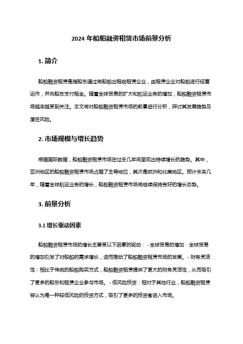 2024年船舶融资租赁市场前景分析