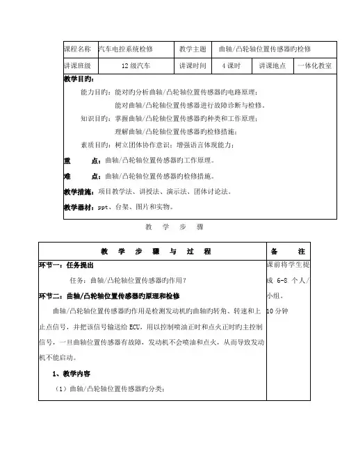 项目曲轴凸轮轴位置传感器的检修
