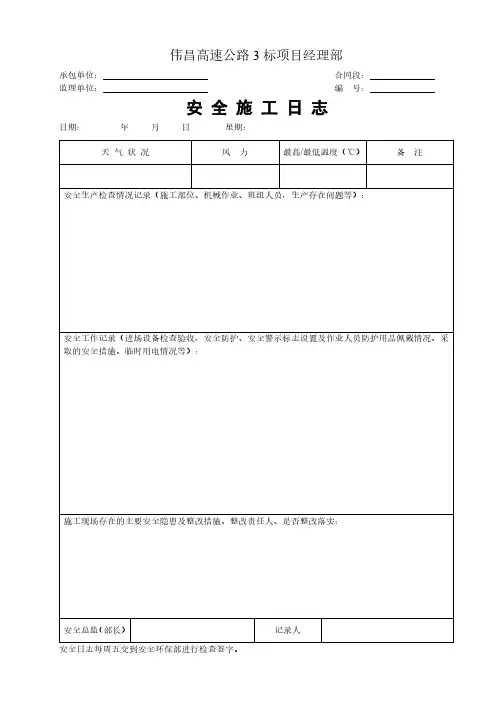 安全施工日志样板