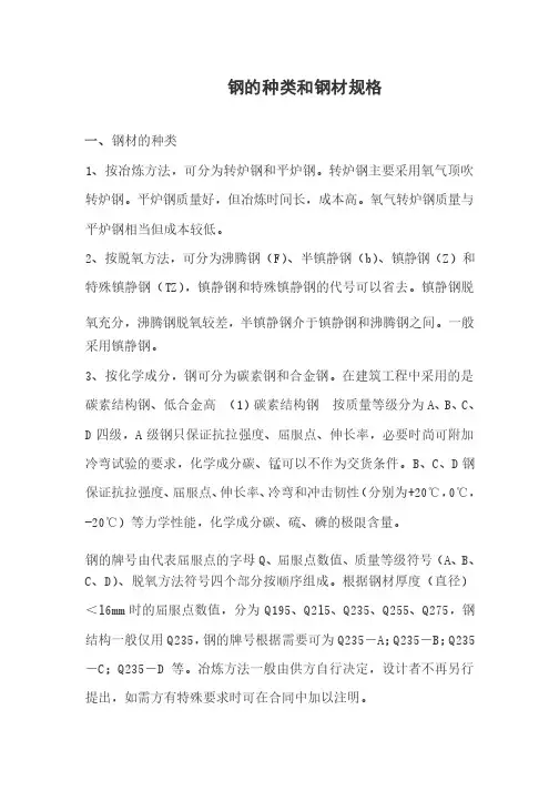钢材的种类和规格