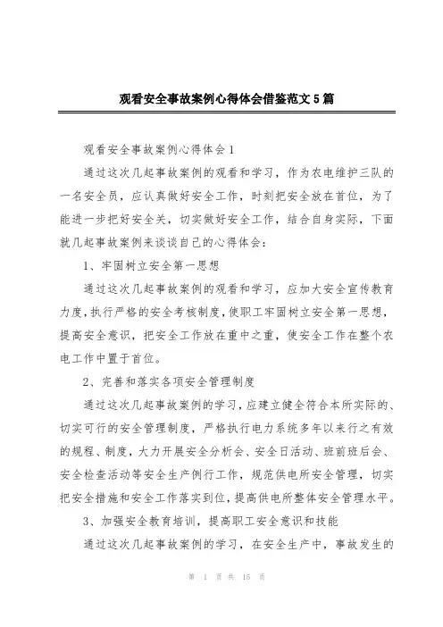 观看安全事故案例心得体会借鉴范文5篇