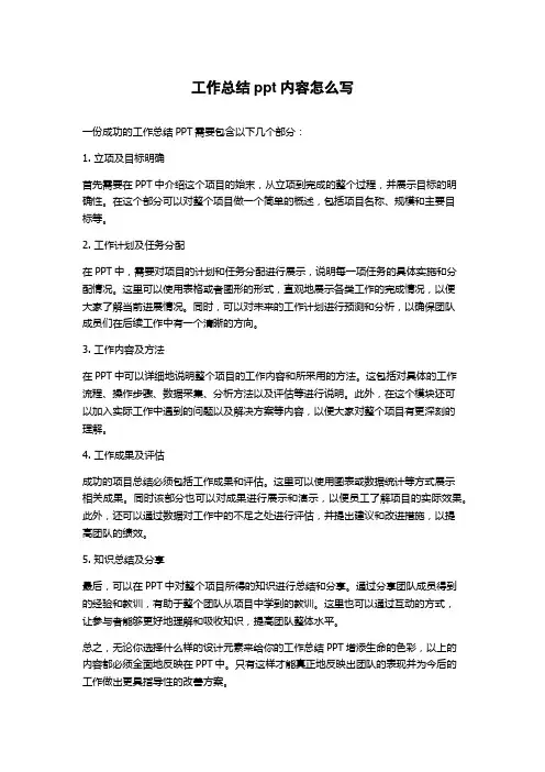 工作总结ppt内容怎么写