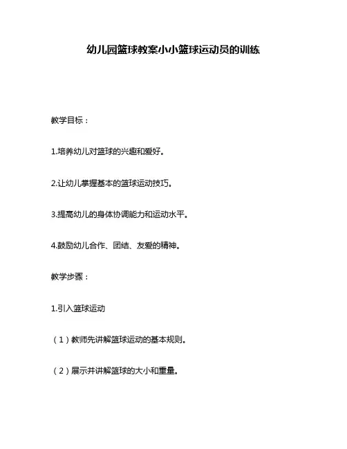 幼儿园篮球教案小小篮球运动员的训练