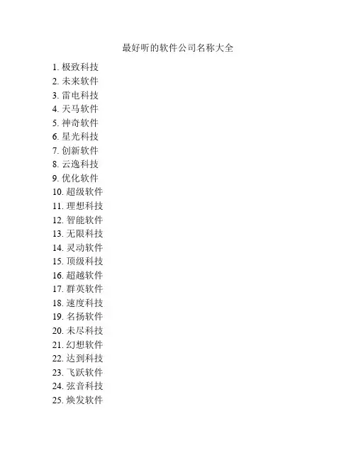 最好听的软件公司名称大全