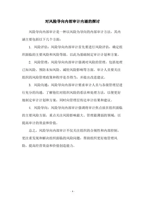 对风险导向内部审计内涵的探讨