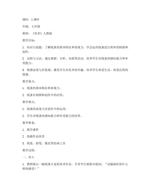 美术试讲初中教案模板范文