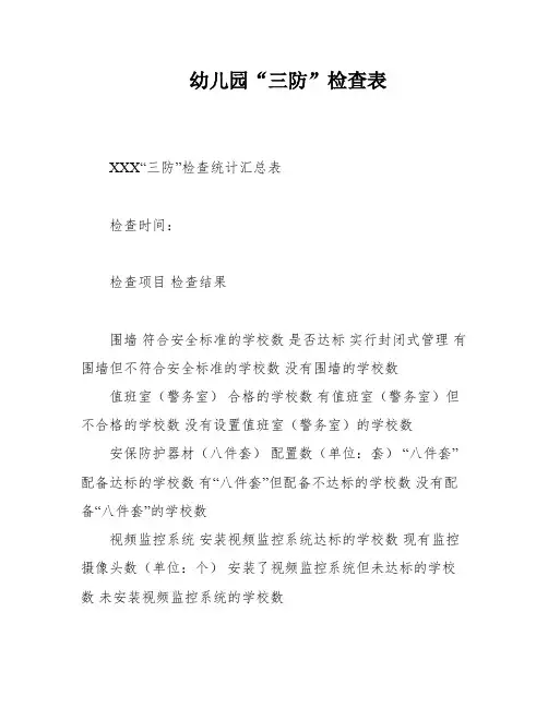 幼儿园“三防”检查表