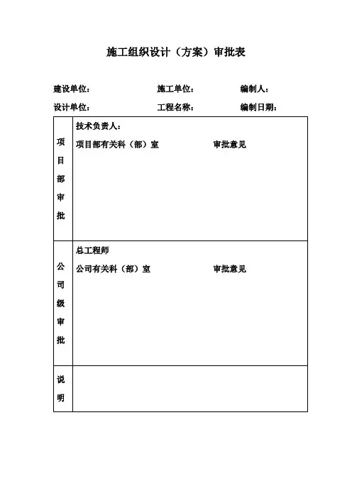 施工组织设计(方案)审批表施工组织设计(方案)报审表【模板】