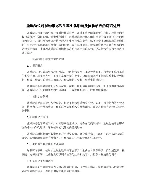盐碱胁迫对植物形态和生理生化影响及植物响应的研究进展