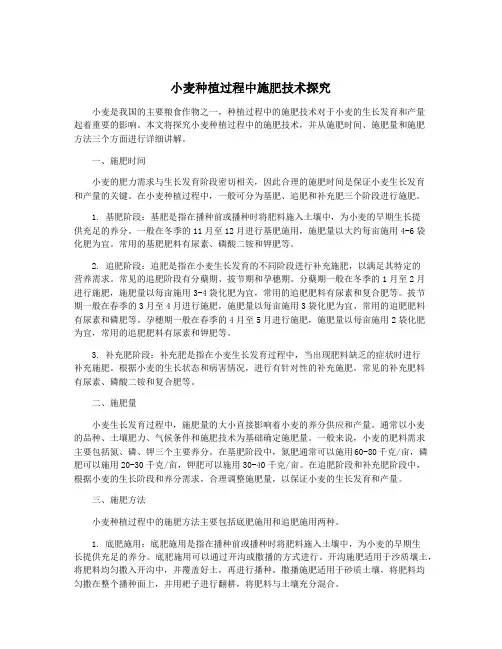 小麦种植过程中施肥技术探究