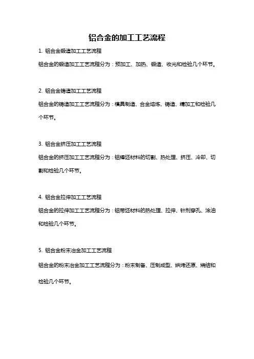 铝合金的加工工艺流程