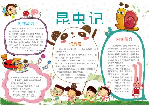可爱昆虫记读书小报手抄报Word模板