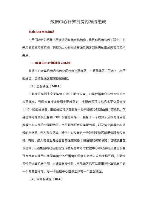 数据中心计算机房内布线组成