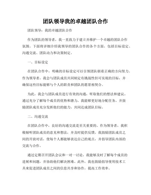 团队领导我的卓越团队合作