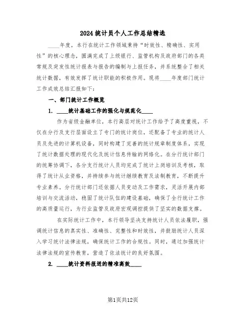 2024统计员个人工作总结精选（五篇）