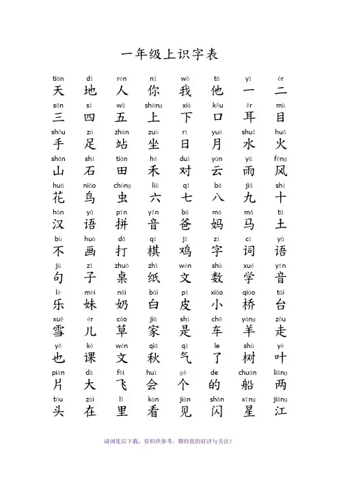 识字表(带拼音)