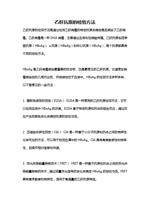 乙肝抗原的检验方法