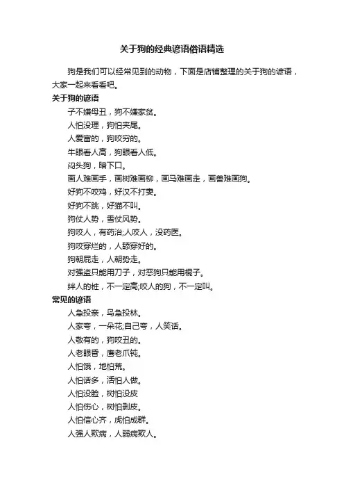 关于狗的经典谚语俗语精选