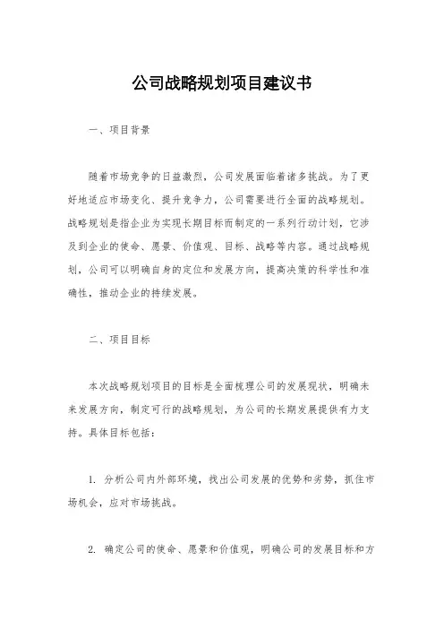 公司战略规划项目建议书