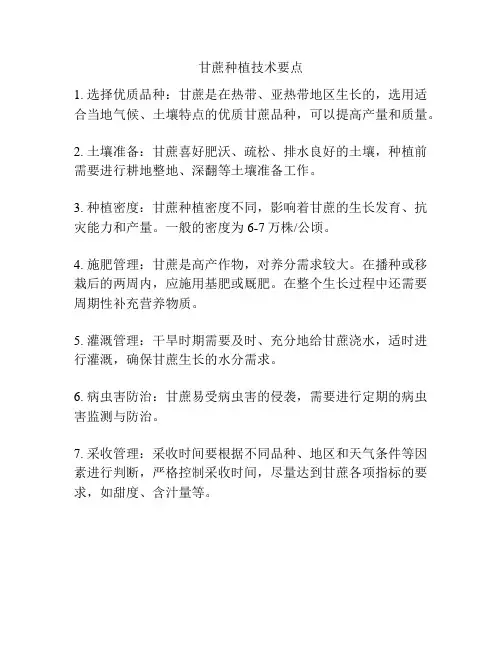 甘蔗种植技术要点