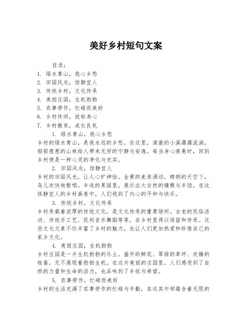 美好乡村短句文案