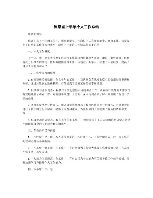 监察室上半年个人工作总结