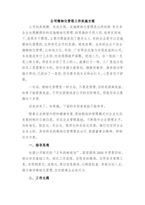 公司精细化管理方案