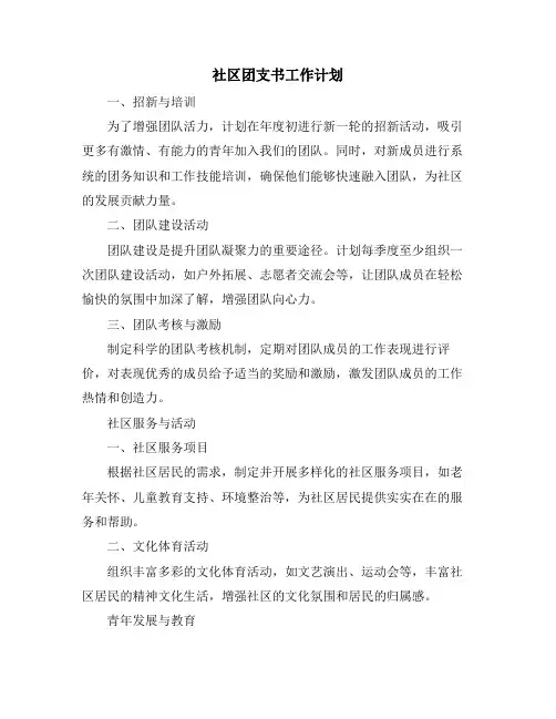 社区团支书工作计划