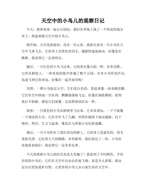小学三年级作文天空中的小鸟儿的观察日记