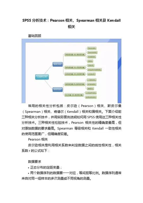 SPSS分析技术：Pearson相关、Spearman相关及Kendall相关