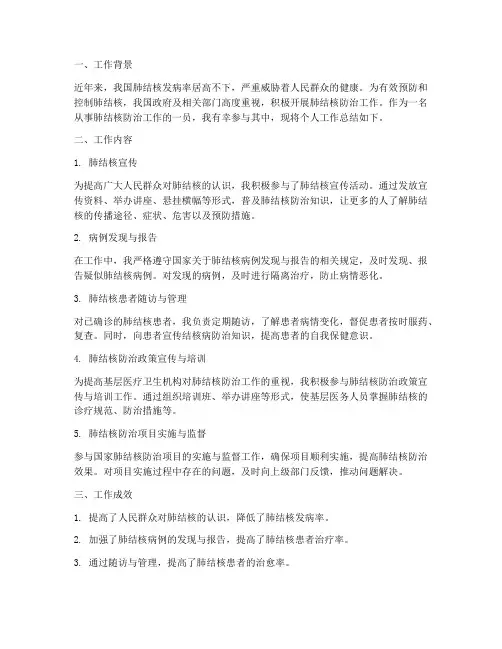 肺结核防治个人工作总结