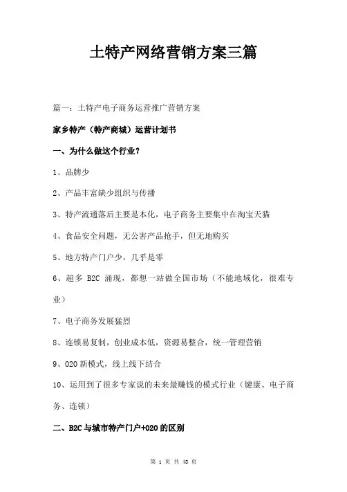 土特产网络营销方案三篇