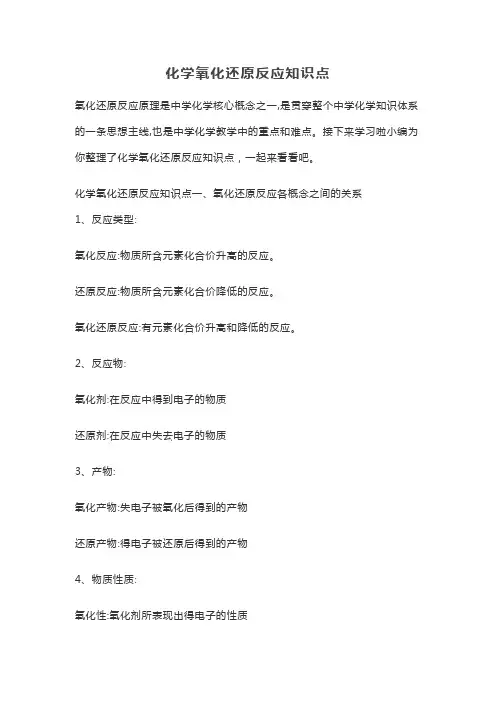 化学氧化还原反应知识点