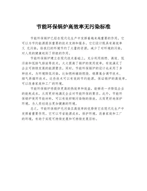 节能环保锅炉高效率无污染标准