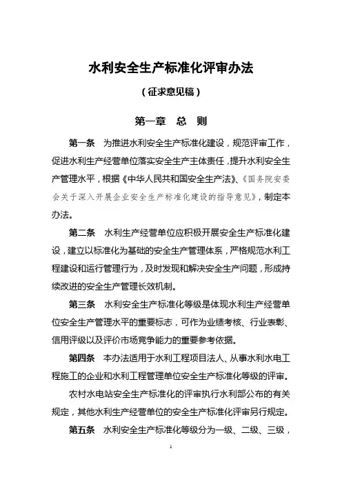 水利安全生产标准化评审办法