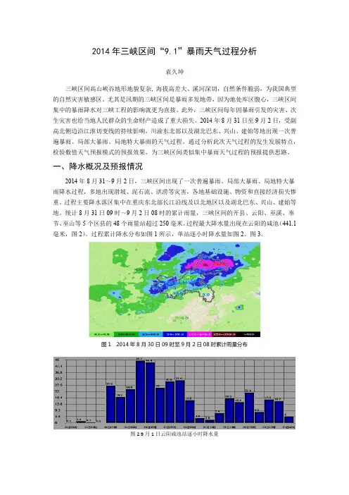 2014年三峡区间“9.1”暴雨天气过程分析
