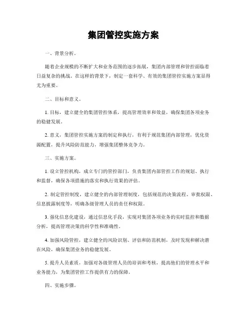 集团管控实施方案