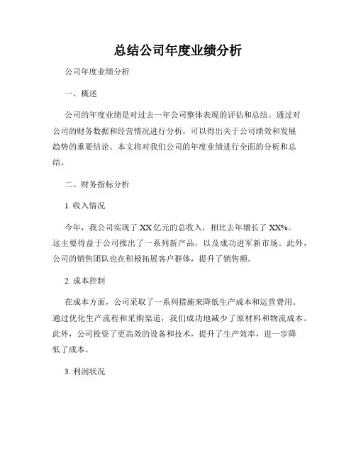 总结公司年度业绩分析