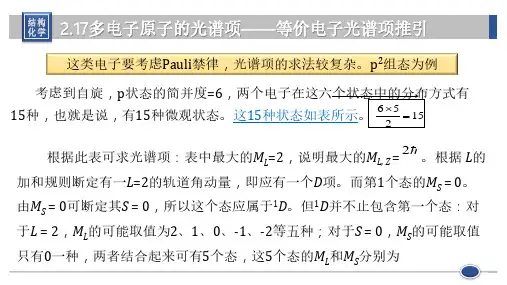 2.18 多电子原子的光谱项——等价电子光谱项推引