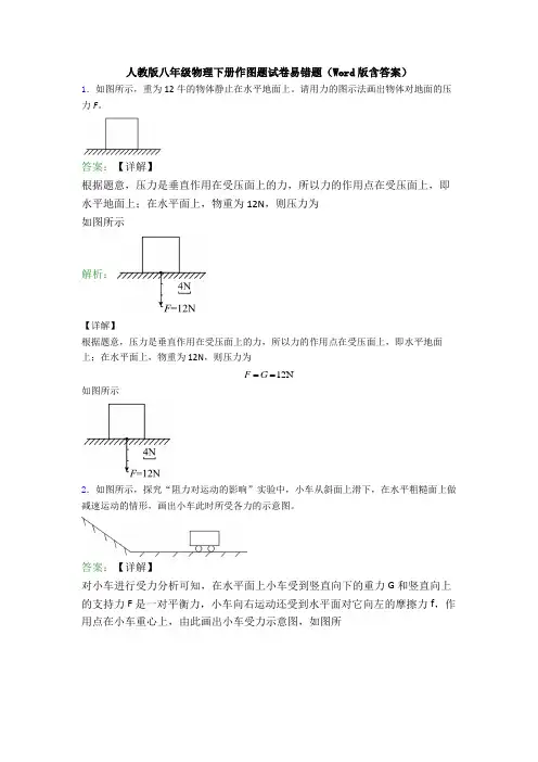 人教版八年级物理下册作图题试卷易错题(Word版含答案)