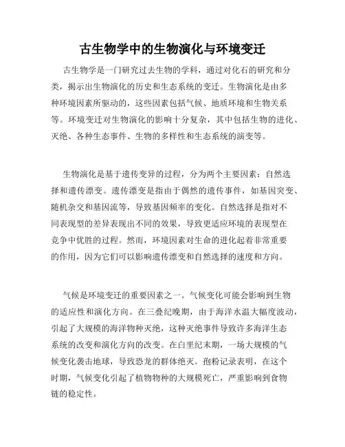 古生物学中的生物演化与环境变迁
